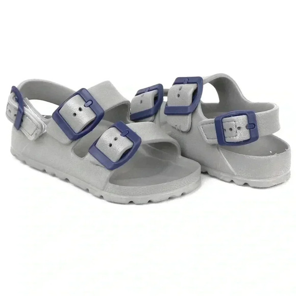 First Steps By Stepping Stones Baby Grey/Blue Sandals. - Picture 1 of 6